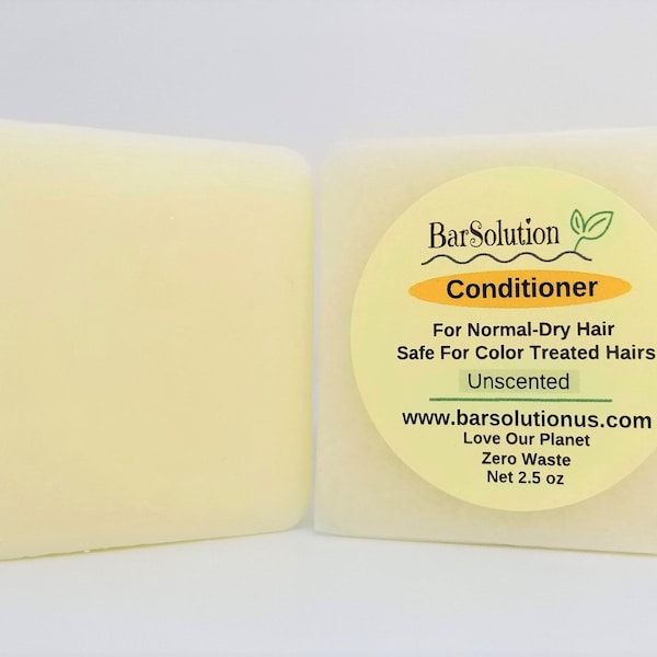 BarSolution Eco-Friendly Natural Unscented Conditioner Bar For Normal-Dry Hair, Vegan, Silicone Free, PH Balanced, Plastic Free, Zero Waste
