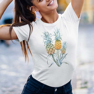 White pineapple t shirt for womens, Pineapple tree print t shirt, T shirt with pineapple design, Lioness love couture