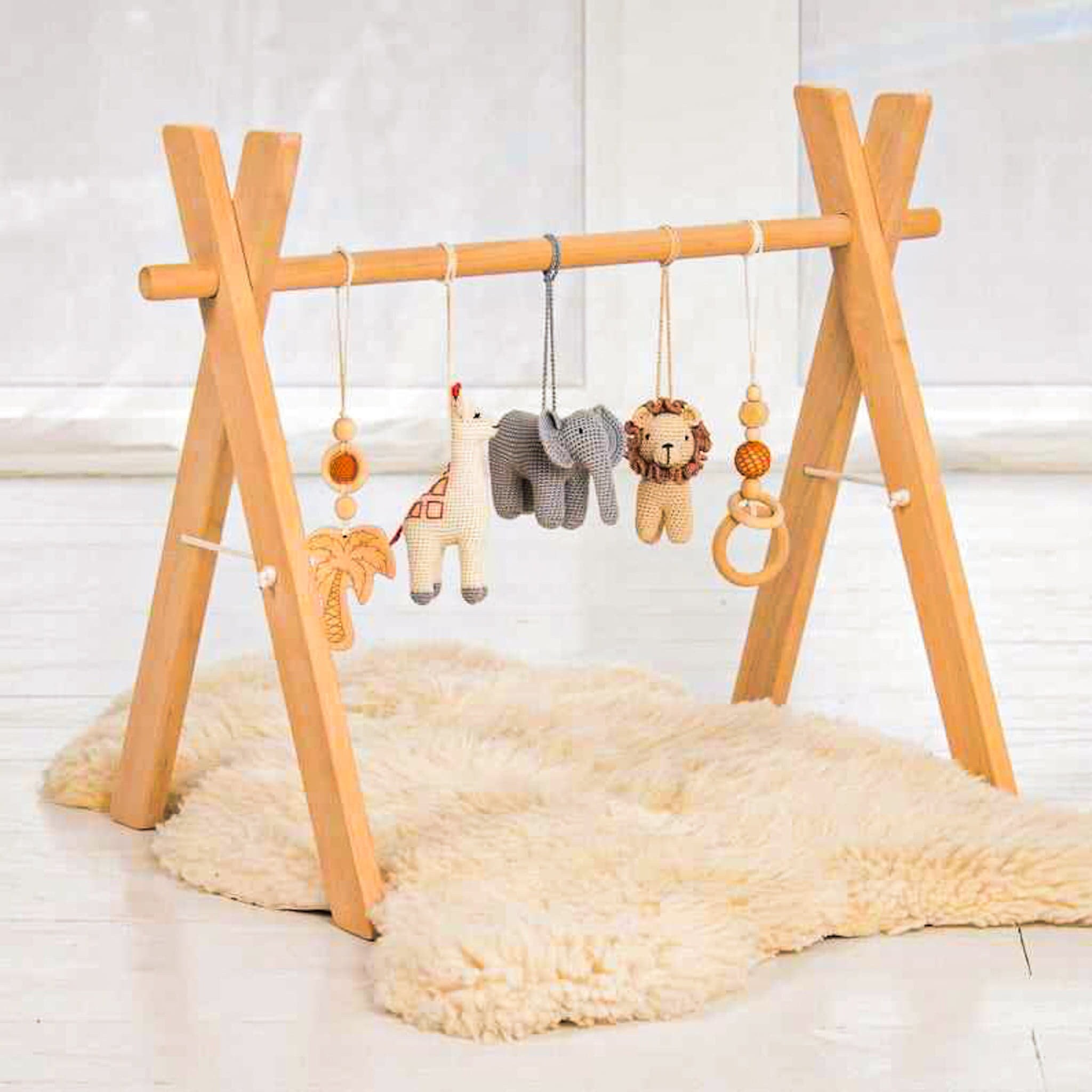 Wooden Baby Gym Frame & 5 Toys Sale UK Jungle Gym Activity Etsy UK