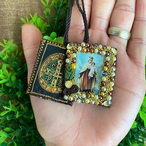 Virgen del Carmen escapulario, Hand made, Virgin Mary scapular Necklace , Mexican scapular, lady of mt Carmel