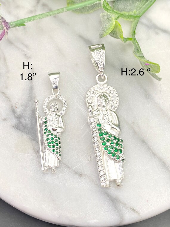 Silver Saint Jude Pendant Sterling Silver 925 Green - Etsy