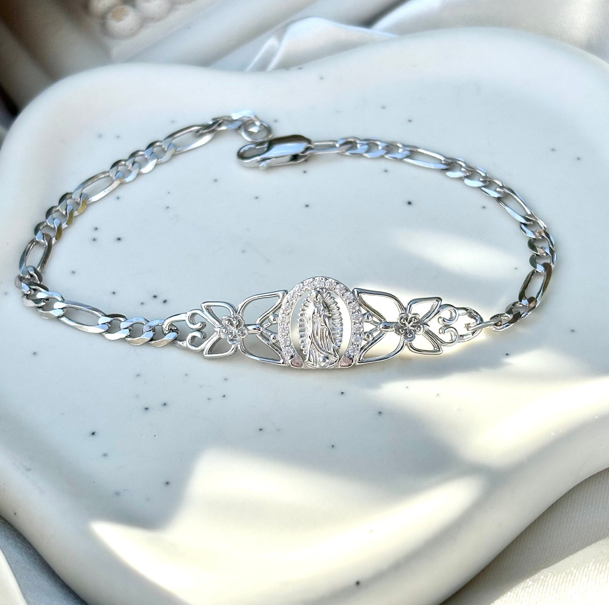Silver 925 Virgin Mary Bracelet Quinceanera Bracelet Sterling Silver 925 Pulsera De Plata 925 Virgen Maria Etsy