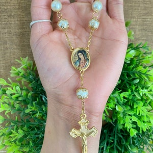 Rosary car accessories, car charm our lady of Guadalupe, Decade rosary with crucifix, Misterio catolico para carro, Virgen de Guadalupe