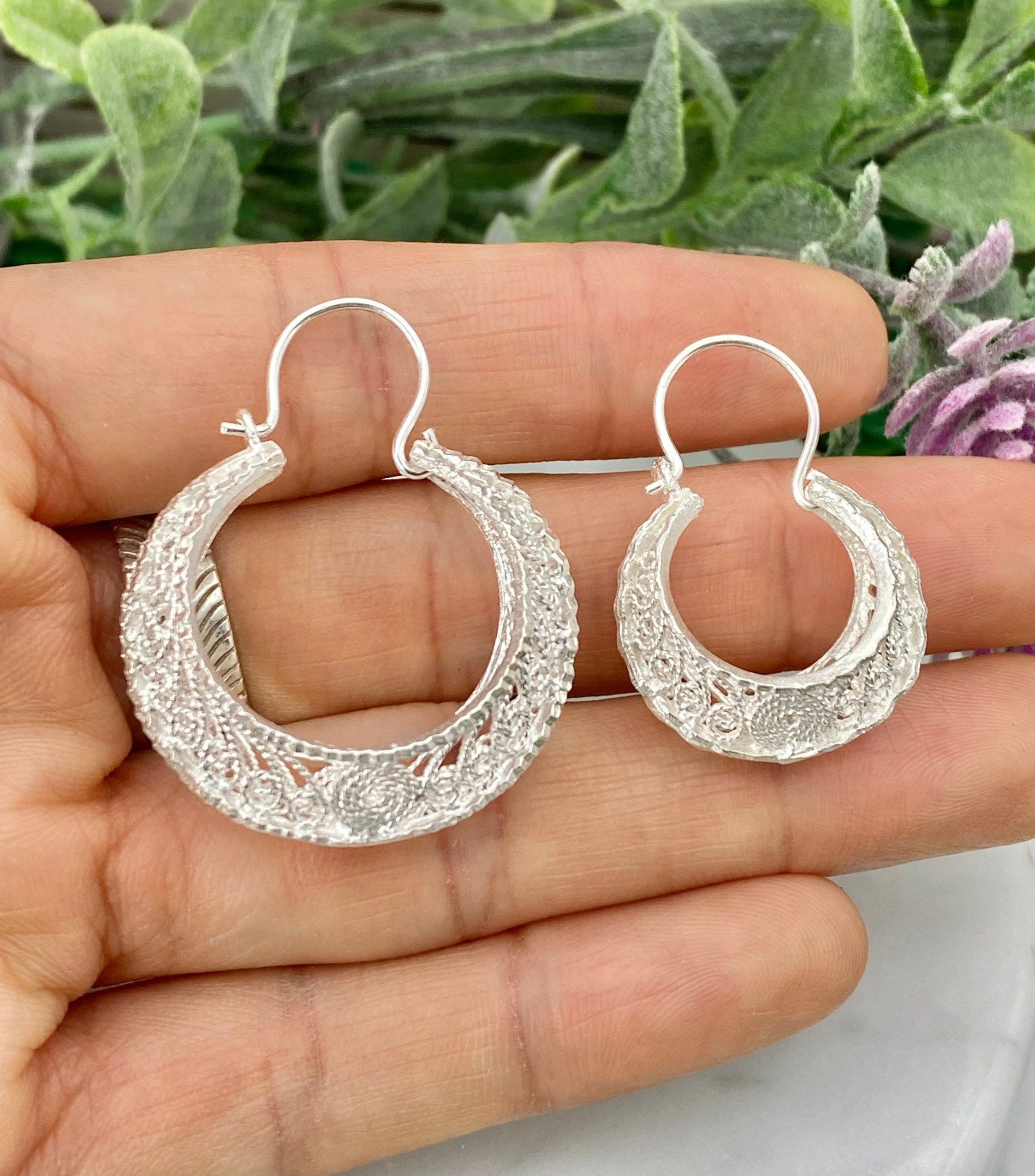 Mexican silver hoop earrings deals