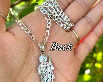 ☆ENGBROX☆ silver925 jud necklace EBNL21083 Silver 925 Saint Jude Necklace, Figaro Chain Necklace