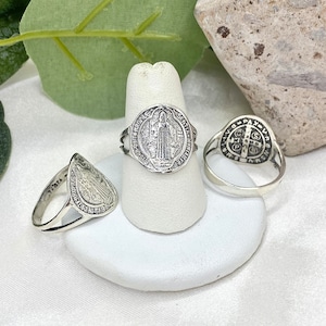 Silver 925 Saint Benedict ring, unisex silver ring, Anillos de plata 925 San Benito