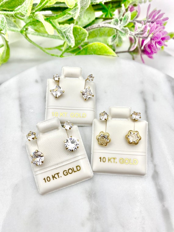 Gold Telephone Earrings 10 Kt, Aretes De Oro De Teléfono Para