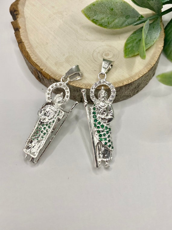Silver Saint Jude Pendant Sterling Silver 925 Green - Etsy