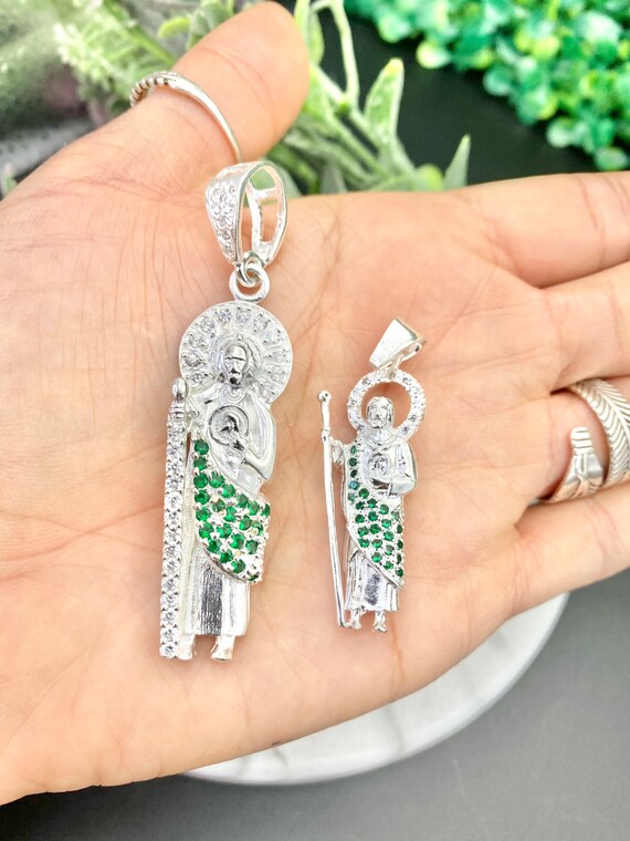 Silver Saint Jude Pendant Sterling Silver 925 Green - Etsy