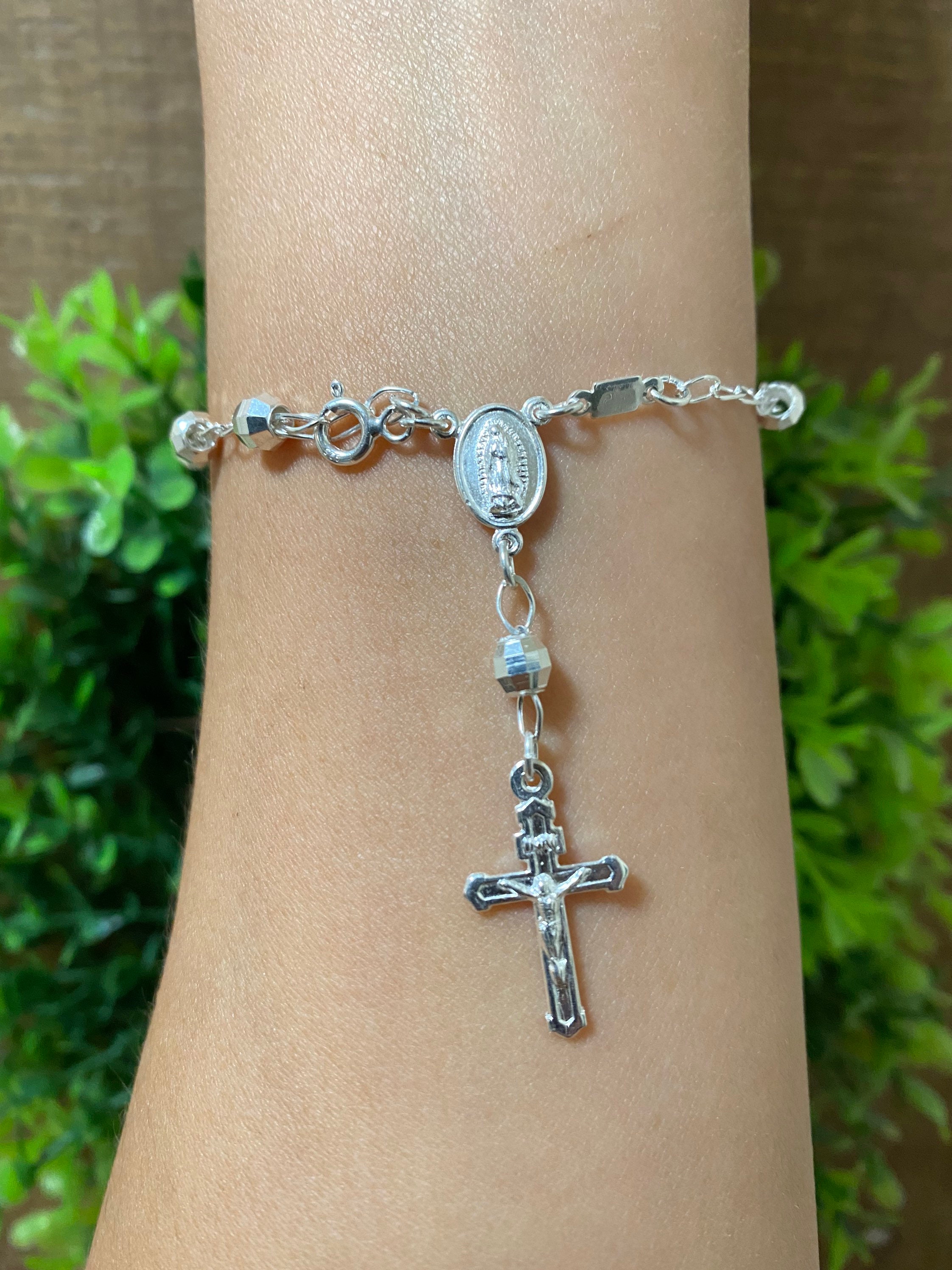 Rose Australian Swarovski Crystals and Sterling Silver Rosary Bracelet -  Catholic Gifts & Books