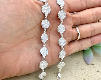 Saint Benedict bracelet sterling silver 925, st Benedict mexican silver bracelet, Pulsera de plata 925, San Benito