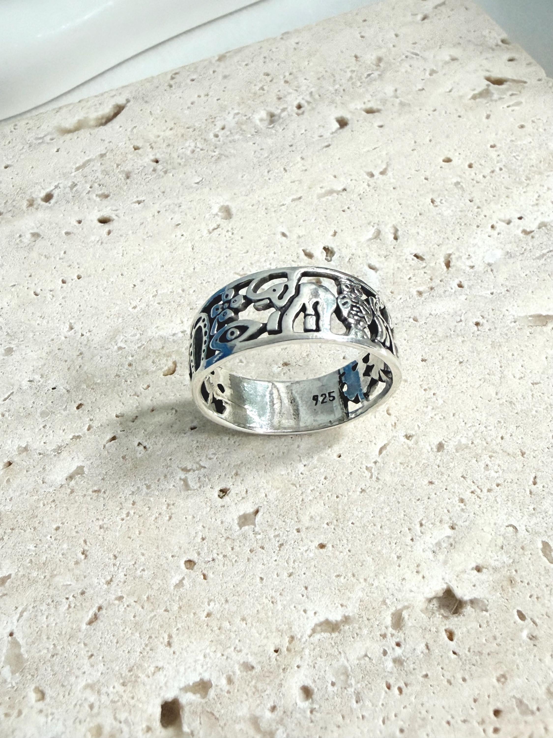 Lucky Charm Ring, Sterling Silver 925 Jewelry , Four Leaf Clover