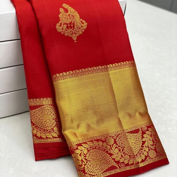 Its pure silk red saree pure zari weving designer latest sarees  Indian PAITHANI Style Women  Bollywood sarees