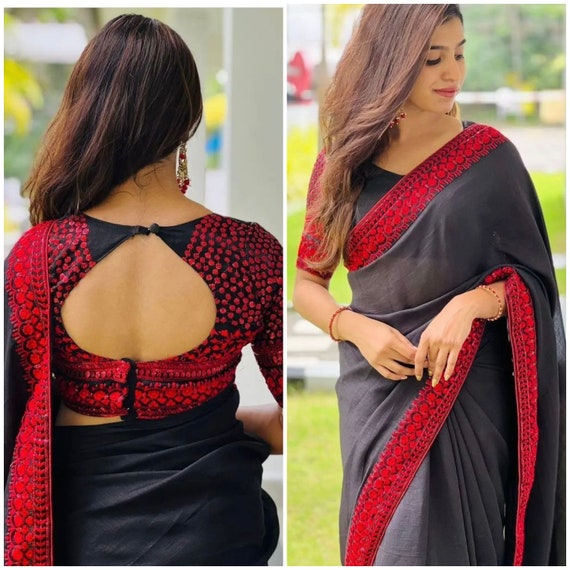 Timeless Elegance: Red Tussar Silk Saree with Full Border Cutwork and –  ALIKA FASHION STORE