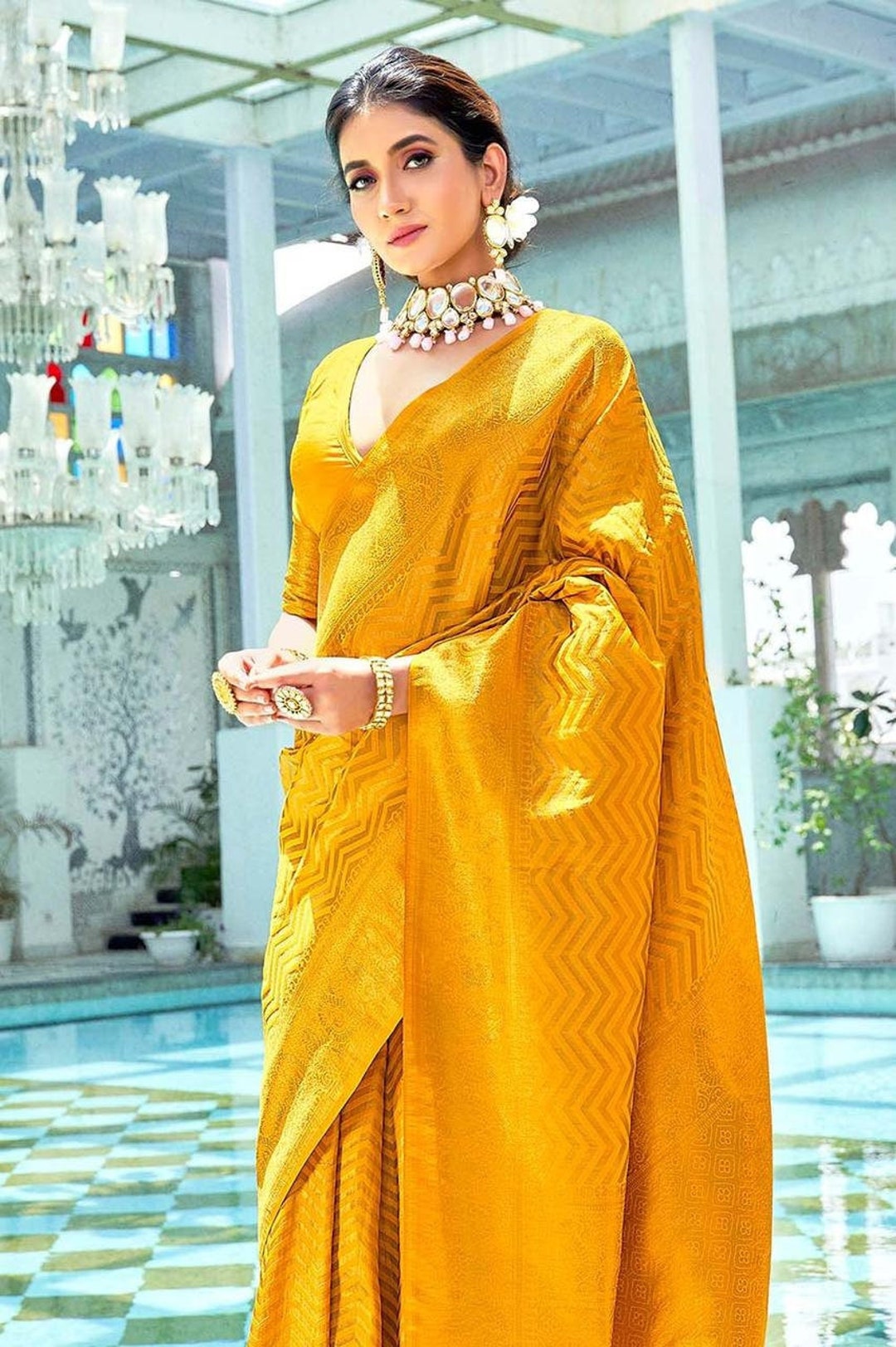Beutiful Haldi Cermany Full Yellow Saree Combination Sari Wedding Sari Soft  Silk Rich Contrast Pallu Traditonal Wear Sari Function Sarees -  Canada