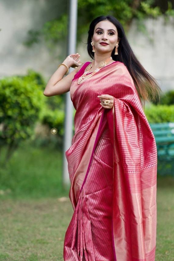 Beautiful Saree for Women Traditional Wear Party Wear Sari Soft Lichi Silk  Sari for Women Saree Designer Saree Weeding Saree -  Canada