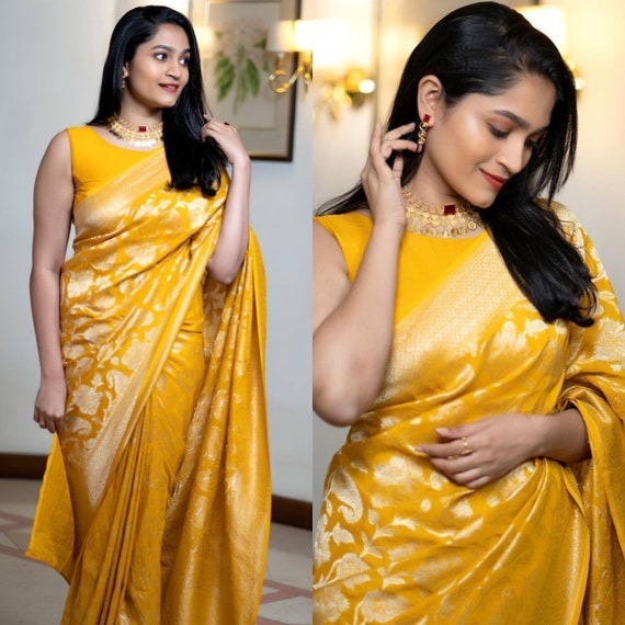 Tangerine orange saree set – Tulsiya