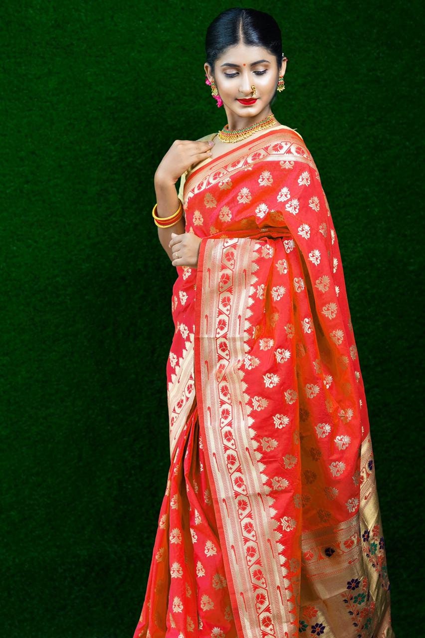 Designer Sarees for Women Pure Paithani Silk Sarees Weaving Golden Buttas  Rich Pallu and Border Comes Saree Traditional Saree for Women -  Norway