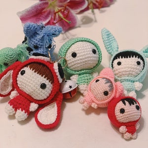 SALE!!!Handmade Stuffed Animal. Knit Dolls. Plushie Crochet. Christmas Gift for Kids. Ornaments/ Keychain/ Bag Charm/ Toy.