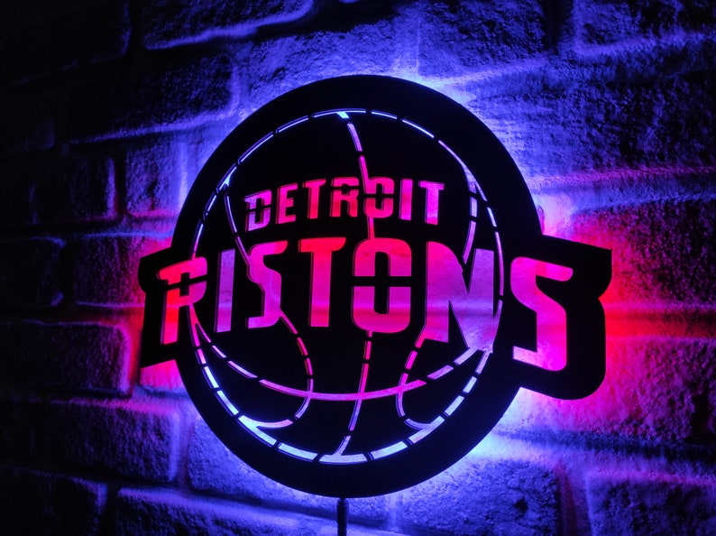 Detroit Pistons Wall DÃ©cor Metal Led Sign PT54252