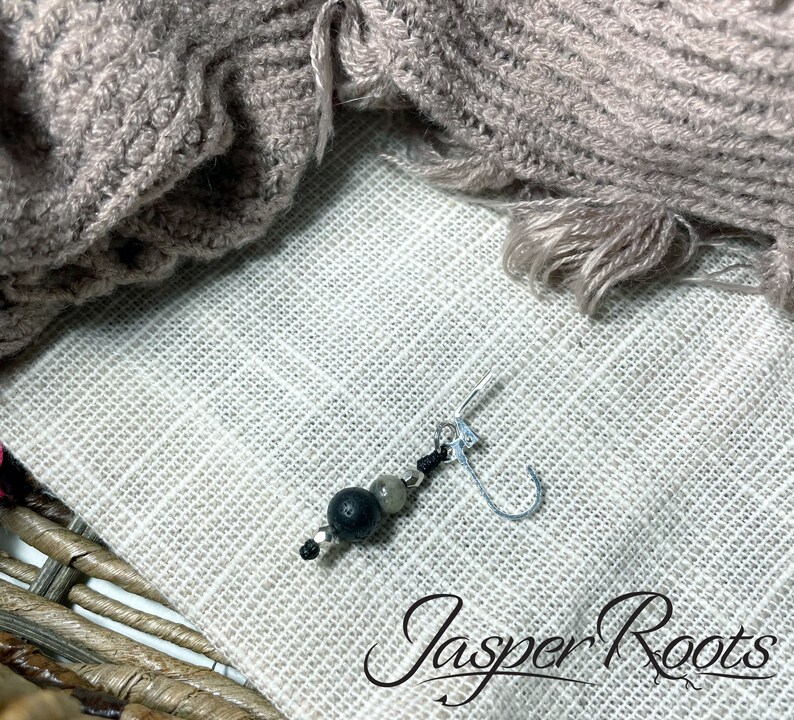 Black Network Agate and Lava Stone Gemstone Stitch Markers Strong Ties