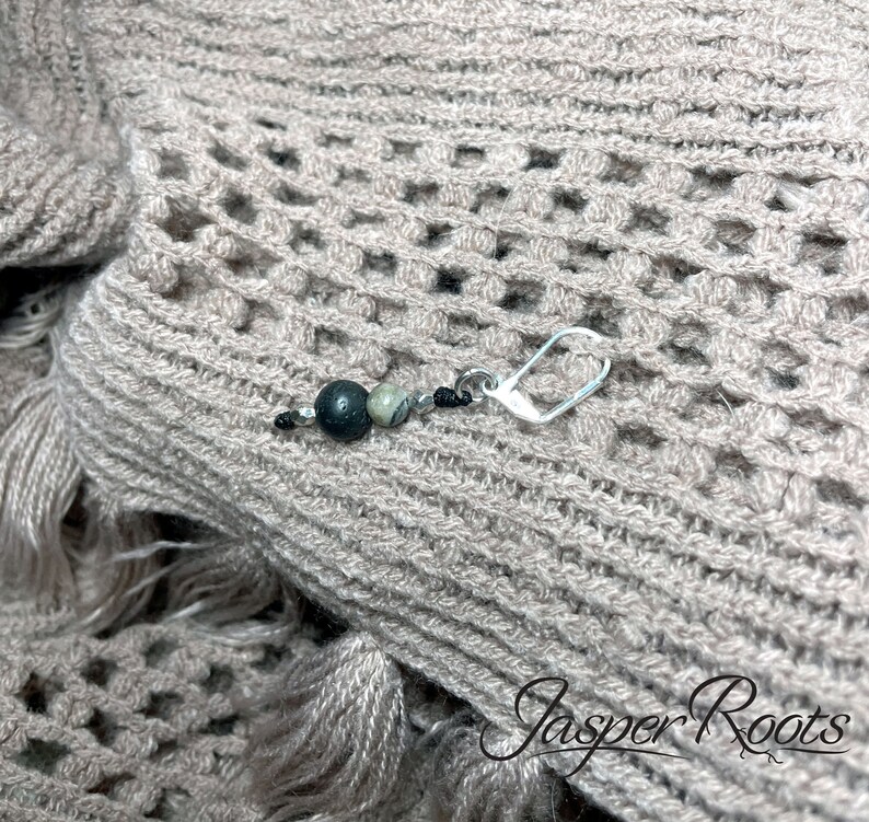Black Network Agate and Lava Stone Gemstone Stitch Markers Strong Ties
