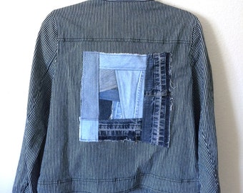 denim edredón parche upcycled chaqueta