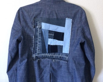 denim quilt patch upcycled blazer/jacket