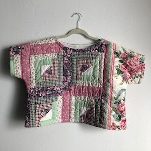 quilted shirt/ quilted top / quilt shirt/ quilt top/ quilt coat/ vintage