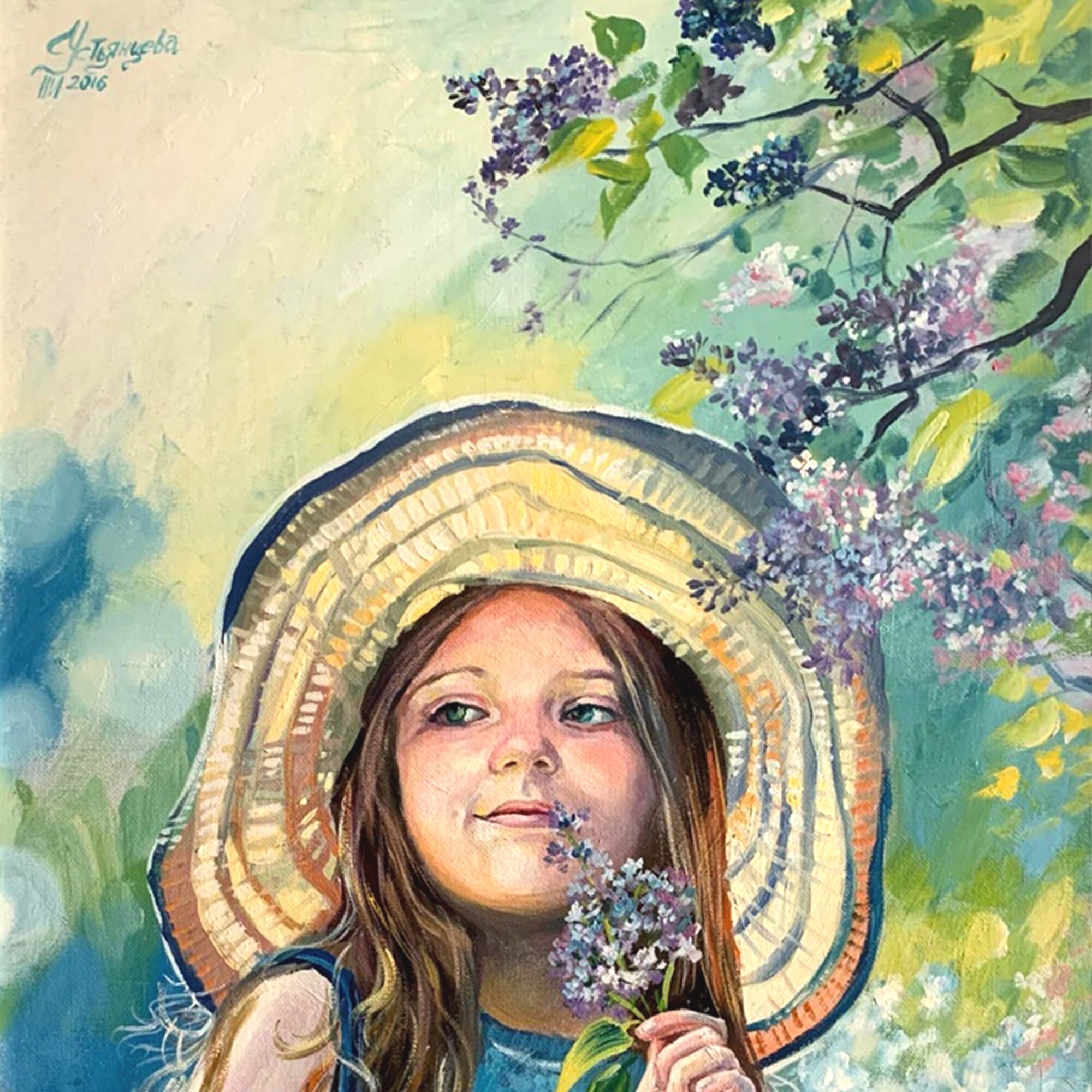 Girl painting Original oil canvas on cardboard Portrait girl Etsy