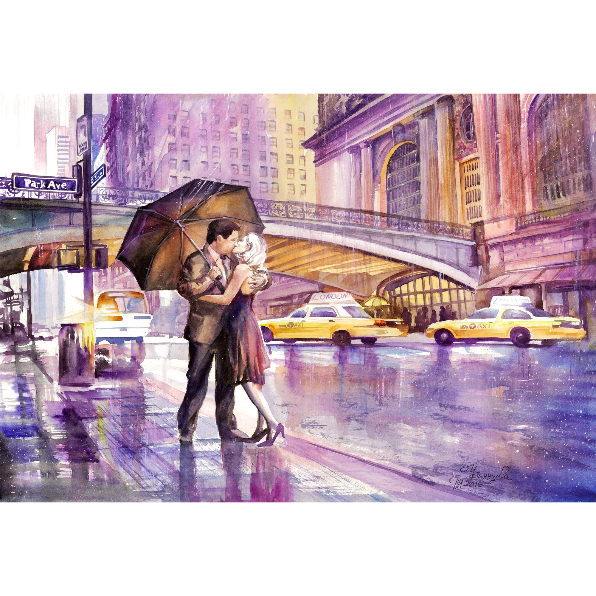 Liebe Paar Gemälde Liebhaber Kunst New York Skyline Gemälde | Etsy