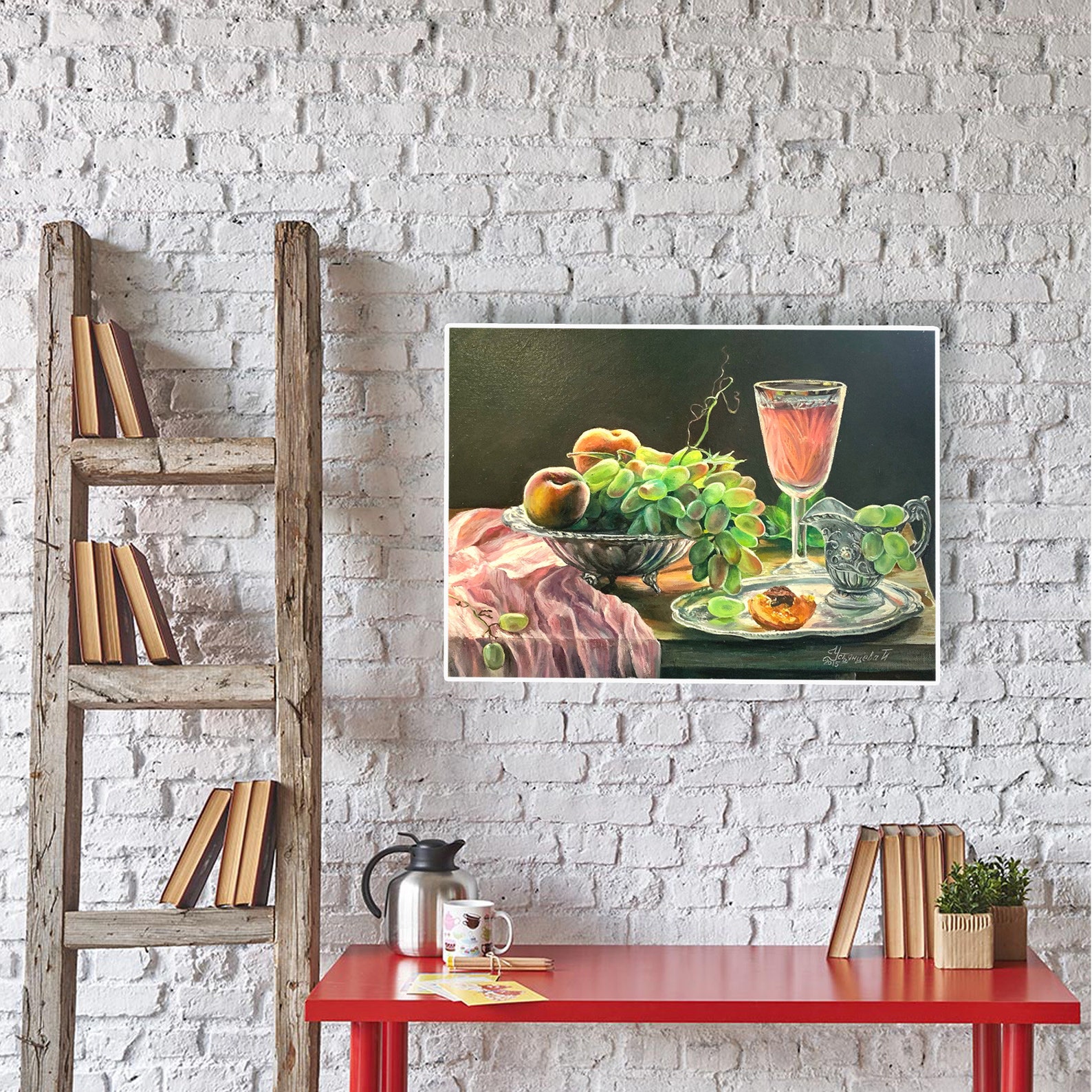 Küche Obst ÖlGemälde Weintrauben Gemälde Glas Malerei | Etsy