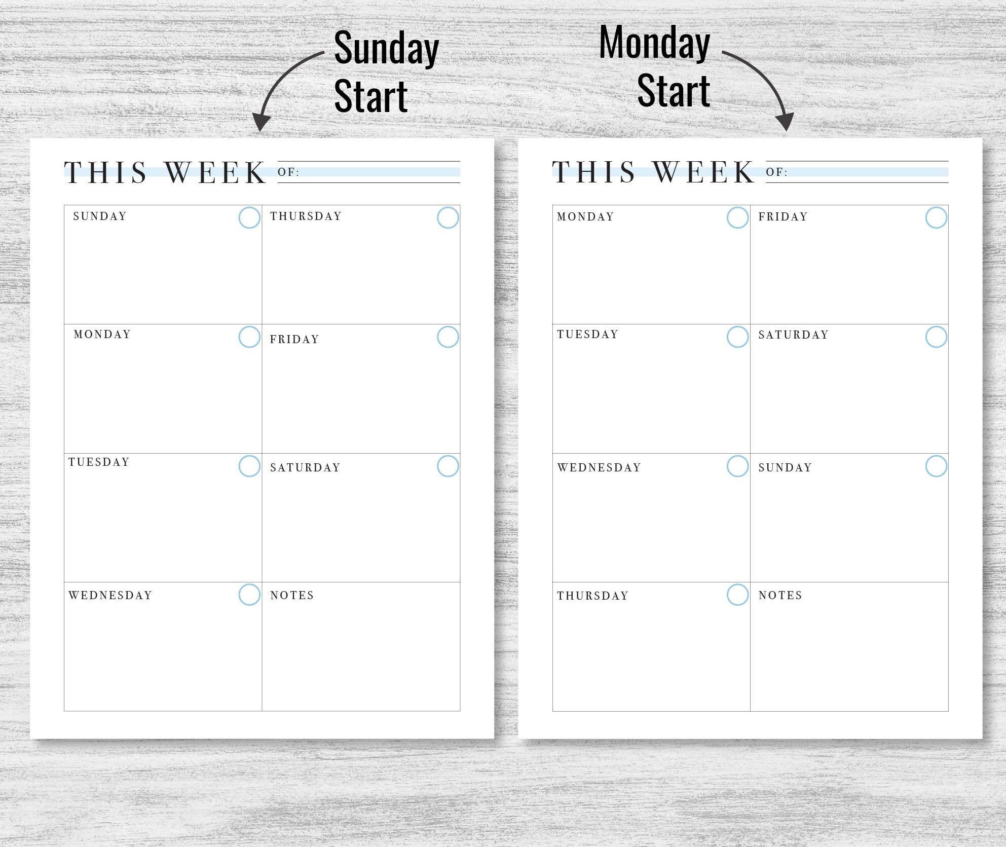 Weekly Planner Printable, Undated Weekly Planner, Printable, Letter, A5 ...