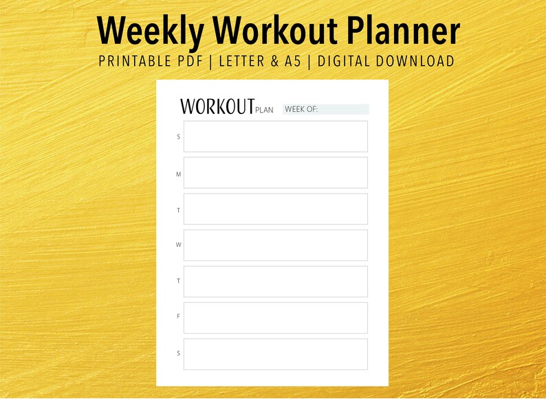 Weekly Workout Planner, Printable Exercise Tracker - Etsy