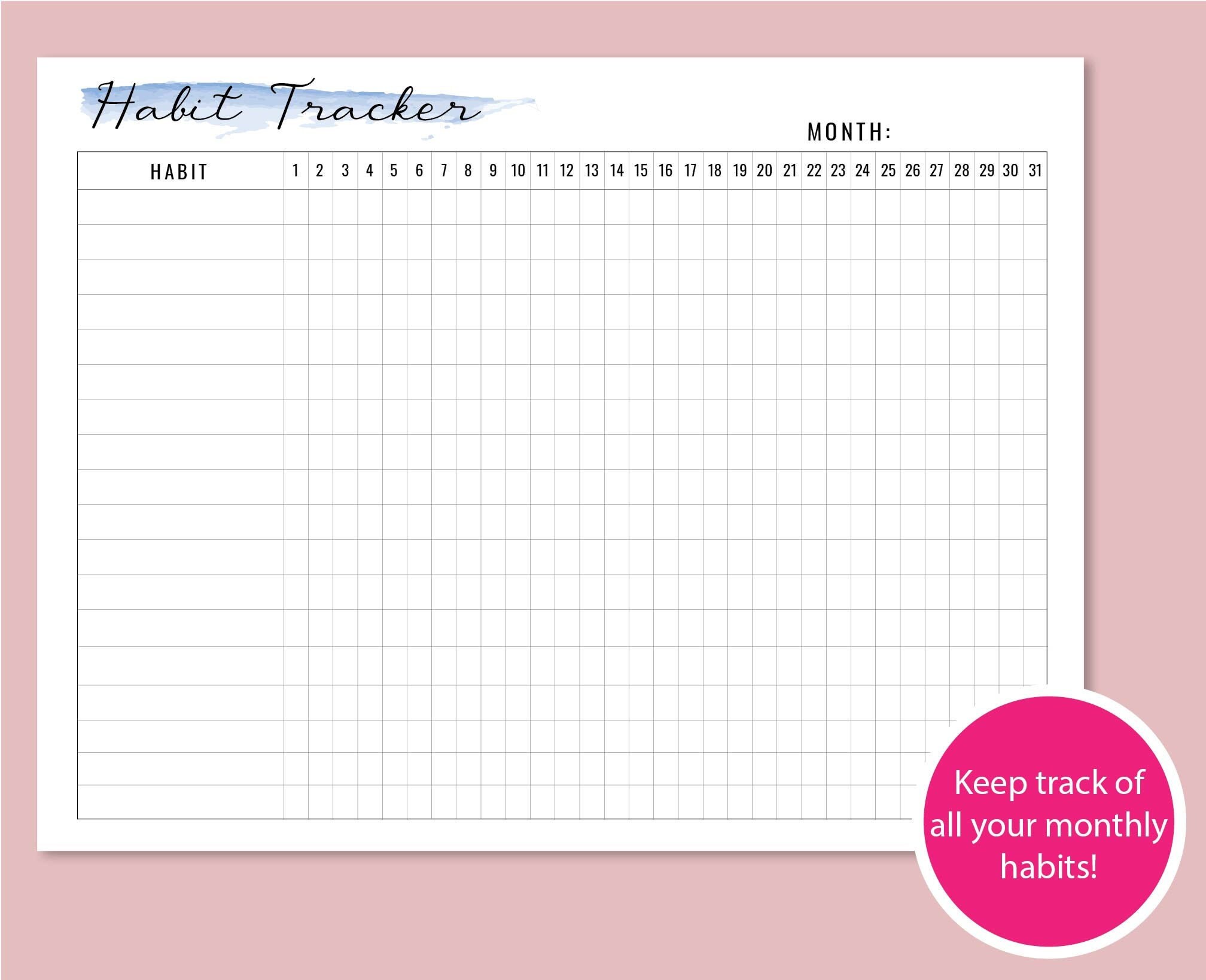 Printable Habit Tracker, Bullet Journal Habit Tracker, Circle Habit ...