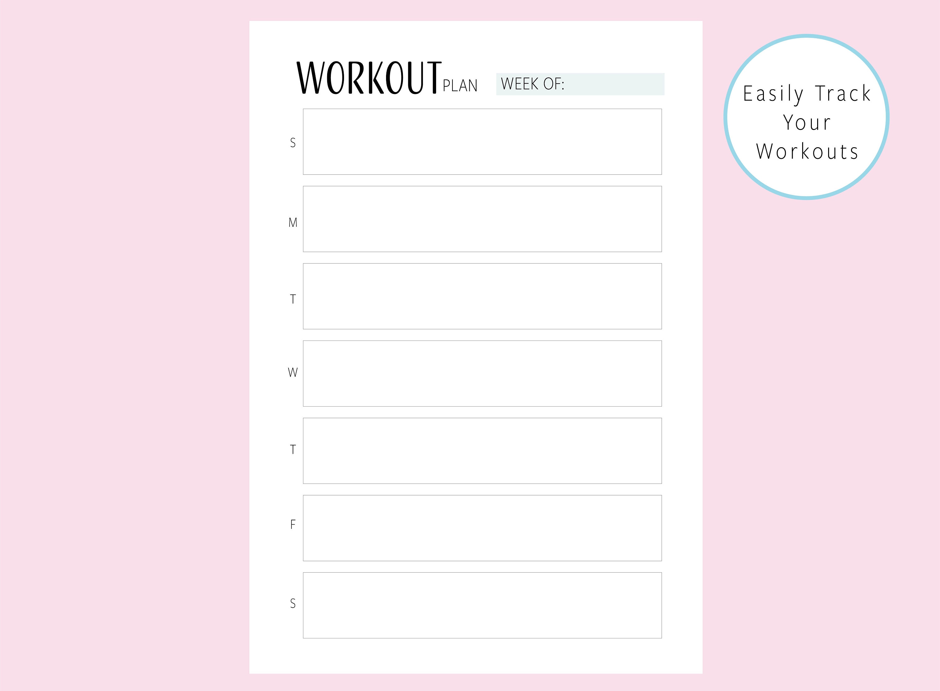 Weekly Workout Planner, Printable Exercise Tracker - Etsy