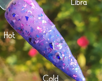 Libra- Indigo/Purple Thermal, Flake Nail Dip Powder, Acrylic 2 in 1, Dip Powder for Nails, Nail Dip, Thermal Dip, Color Change