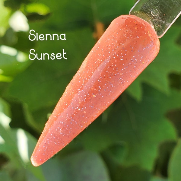 Sienna Sunset-Orange Shimmer with Rose Gold Glitter Nail Dip Powder, Dip Powder for Nails, Nail Dip, Acrylic 2 in 1, Shimmer Dip Powder