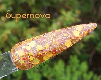 Supernova - Gold, Orange and Red Glitter Nail Dip Powder, Dip Powder,  Acrylic 2 in 1  Powder, Nail Dip, Dip Powder for Nails,