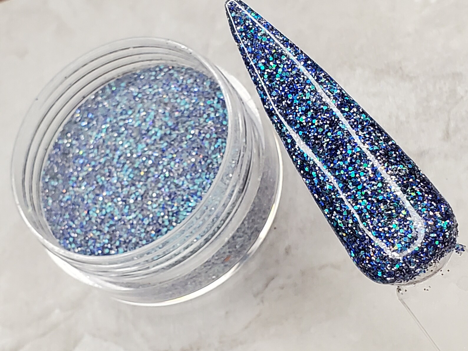 Lena Navy and Blue Nail Dip Powder Holographic Glitter Dip Etsy