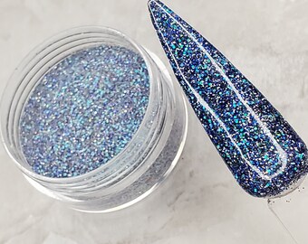 SAPPHIRE Blue Glitter Dip Powder, Blue Glitter Nail Dip, Dip