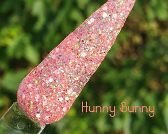 Hunny Bunny- Pink Glitter Nail Dip Powder, Iridescent, Glitter Dip Powder, Chunky Dip Powder, Dip Powder for Nails, Nail Dip