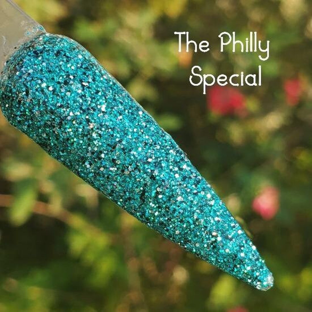 The Philly Special Teal, Silver, Black Glitter Nail Dip Powder