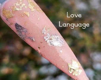 Love Language-Pink Champagne and Rose Gold Foil Dip Powder,  Dip Powder for Nails, Foil, Nail Dip, Acrylic 2 in 1 Powder