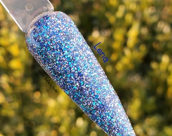 Lena-  Navy and Blue Nail Dip Powder, Holographic, Glitter Dip Powder, Dip Powder for Nails, Nail Dip,  Acrylic 2 in 1