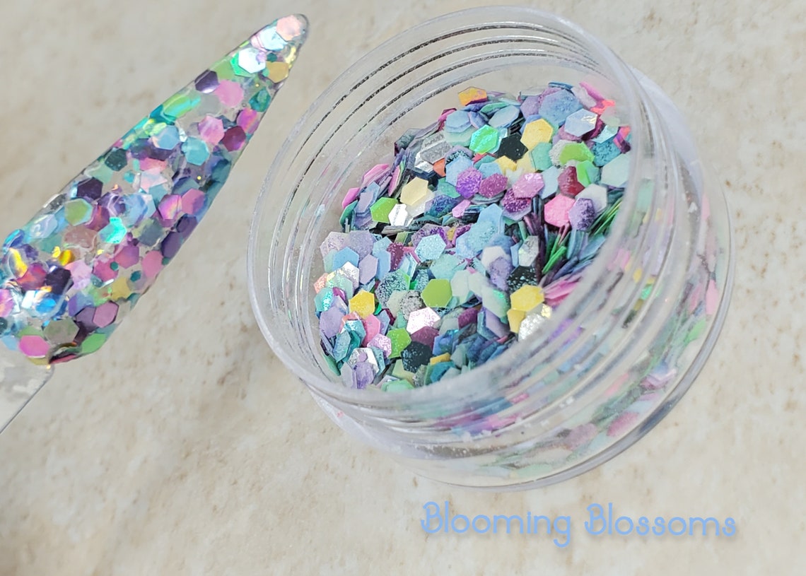 Blooming Blossoms Pastel Chunky Glitter Nail Dip Powder Etsy