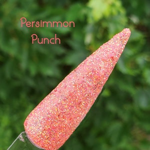 Persimmon Punch - Coral/Pink Nail Dip Powder, Glitter Dip Powder, Chunky Dip Powder, Dip Powder for Nails, Nail Dip