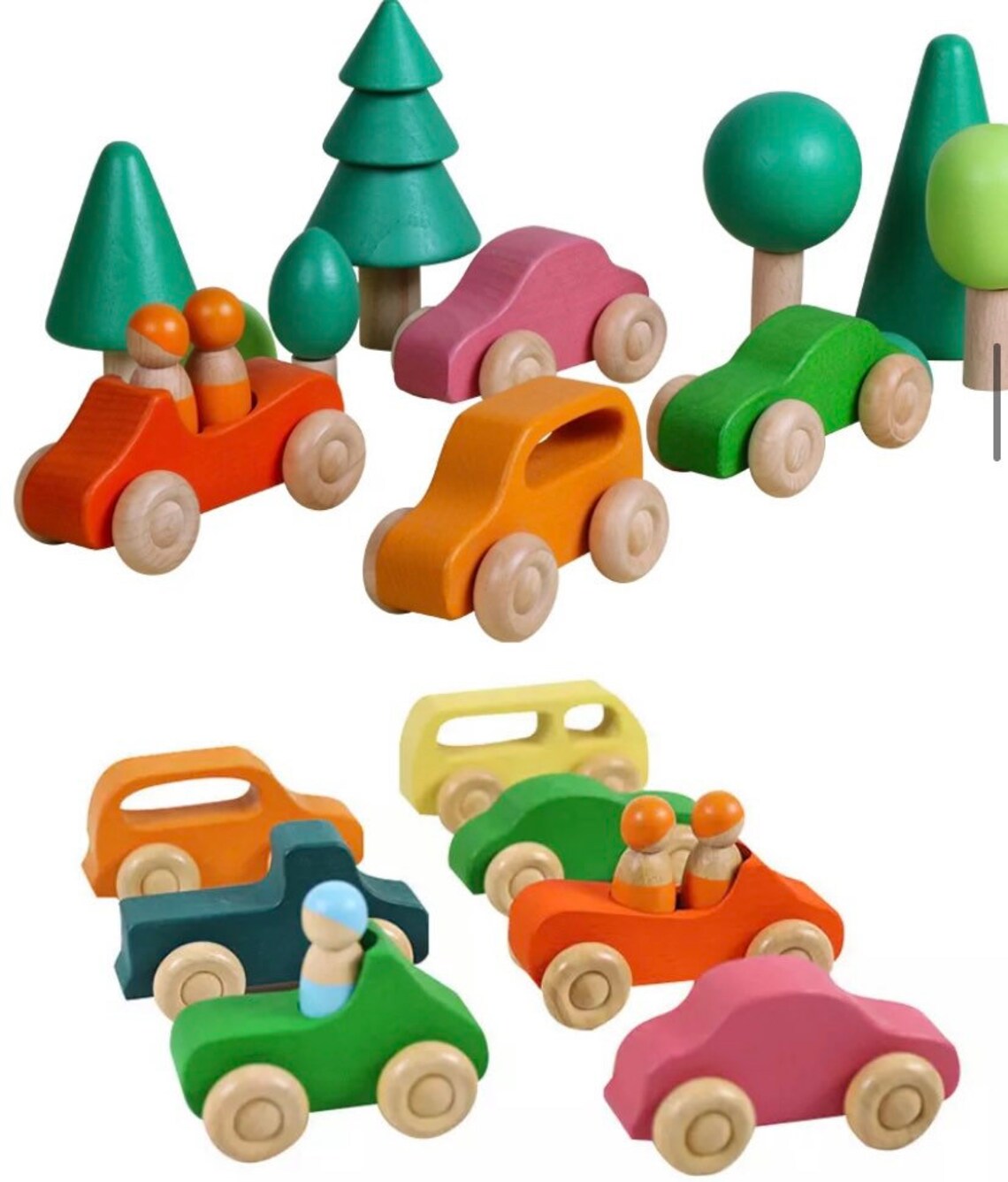 Handmade 7 Wooden Cars Wooden Push Along Toys 1st Birthday Etsy