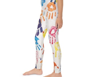 Youth Handprint Full-Length Leggings (AOP)