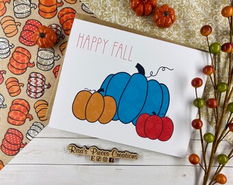 Glossy Teal Pumpkin Card, Pumpkin Card, Greeting card, Blank Cards, Autumn Card, Thanksgiving Cards, Holiday Cards, Happy Fall